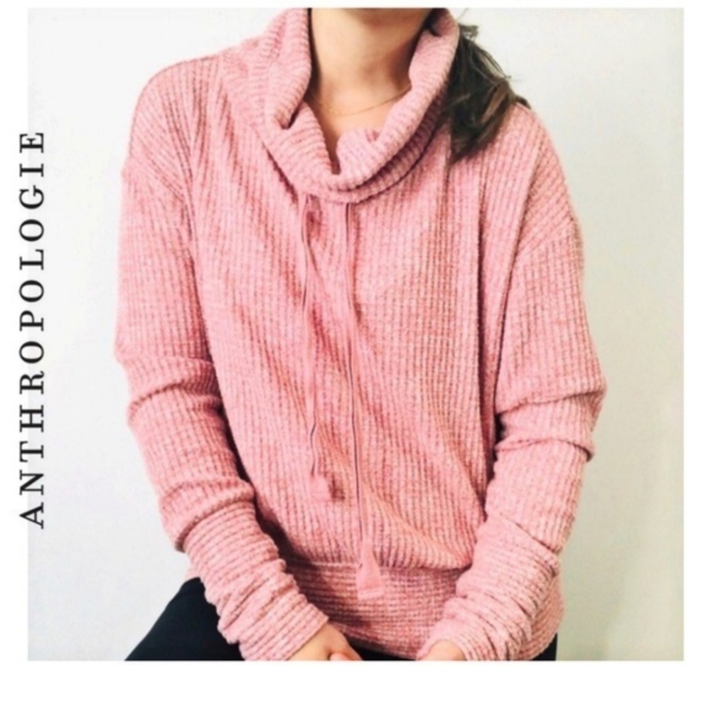 NWOT Anthoropologie Saturday Sunday Cowl Neck Waffle Sweater, P2P 23"